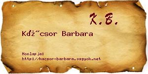 Kácsor Barbara névjegykártya