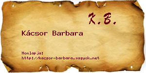 Kácsor Barbara névjegykártya